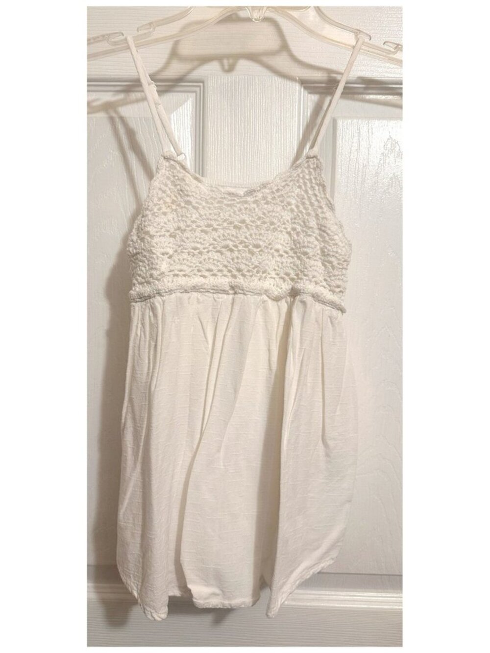 Art Class Girl's Lacy White Spaghetti Strap Top Blouse Shirt Size M (7/8)